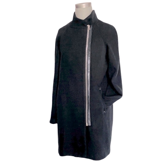 Women's Jacket MANGO Stylish Lightweight Black Front Zipped Coat Women Peacoat - Picture 4 of 9